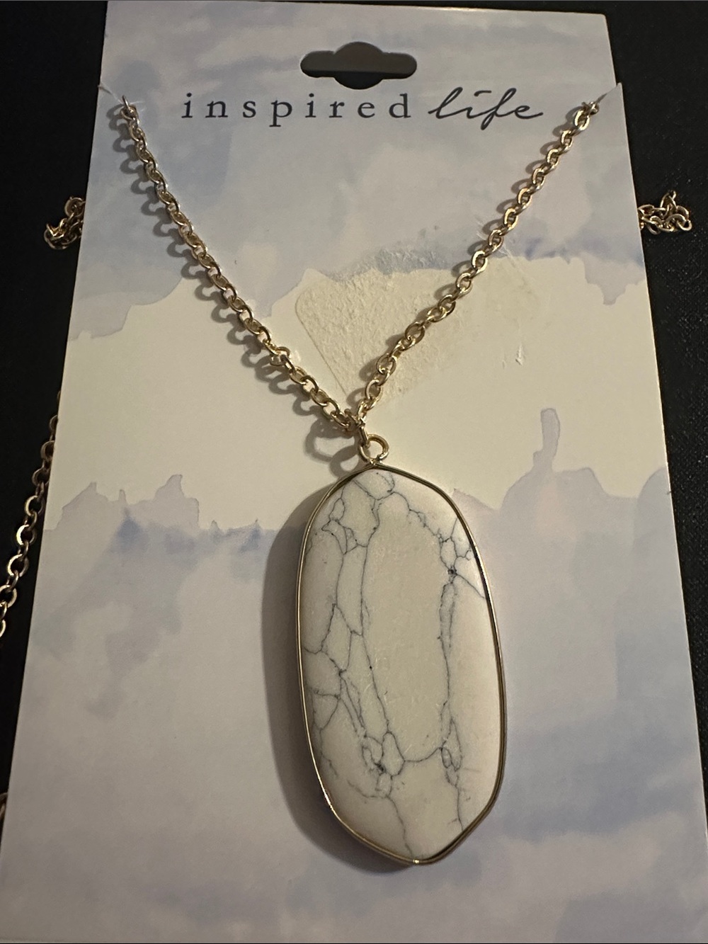Inspire Gold Necklace with White Howlite Pendant
#36